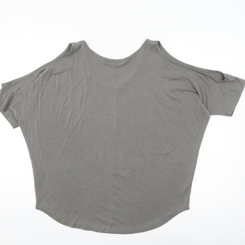 Tresics Women’s Grey Cold Shoulder Short Sleeve Relaxed Jersey Top Size M