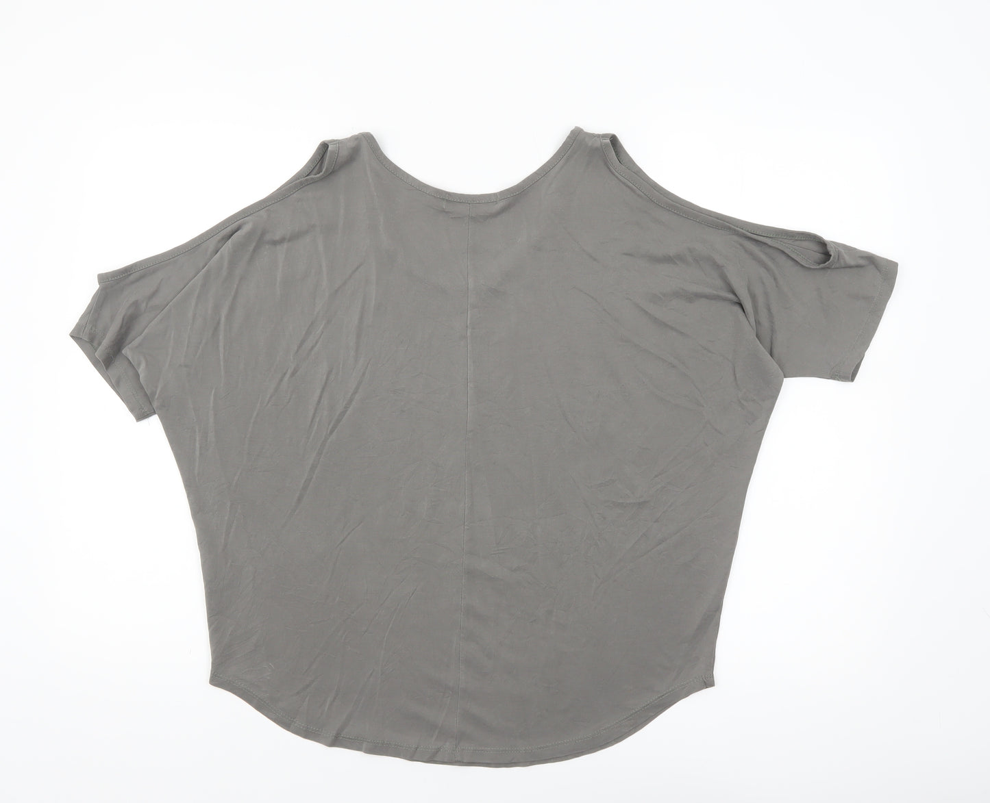Tresics Women’s Grey Cold Shoulder Short Sleeve Relaxed Jersey Top Size M