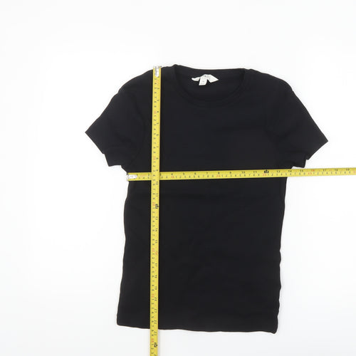 Marks and Spencer Women's Black Cotton Stretch Short Sleeve T-Shirt Size 10