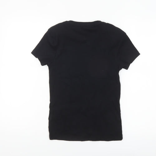Marks and Spencer Women's Black Cotton Stretch Short Sleeve T-Shirt Size 10