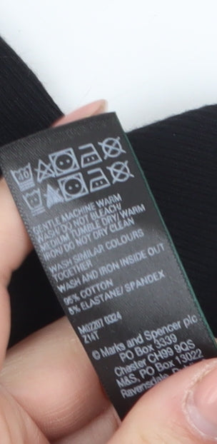 Marks and Spencer Women's Black Cotton Stretch Short Sleeve T-Shirt Size 10
