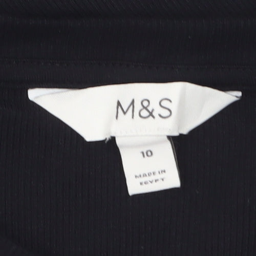 Marks and Spencer Women's Black Cotton Stretch Short Sleeve T-Shirt Size 10