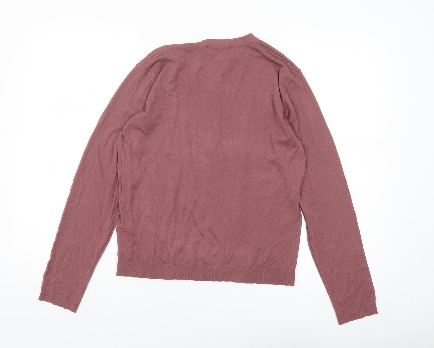ZARA Womens Mauve Henley Jumper Medium Long Sleeve Knit