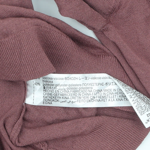 ZARA Womens Mauve Henley Jumper Medium Long Sleeve Knit