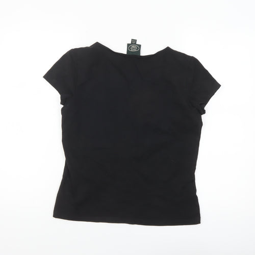 Laura Ashley Women's Black Embroidered Cotton Stretch T-Shirt M