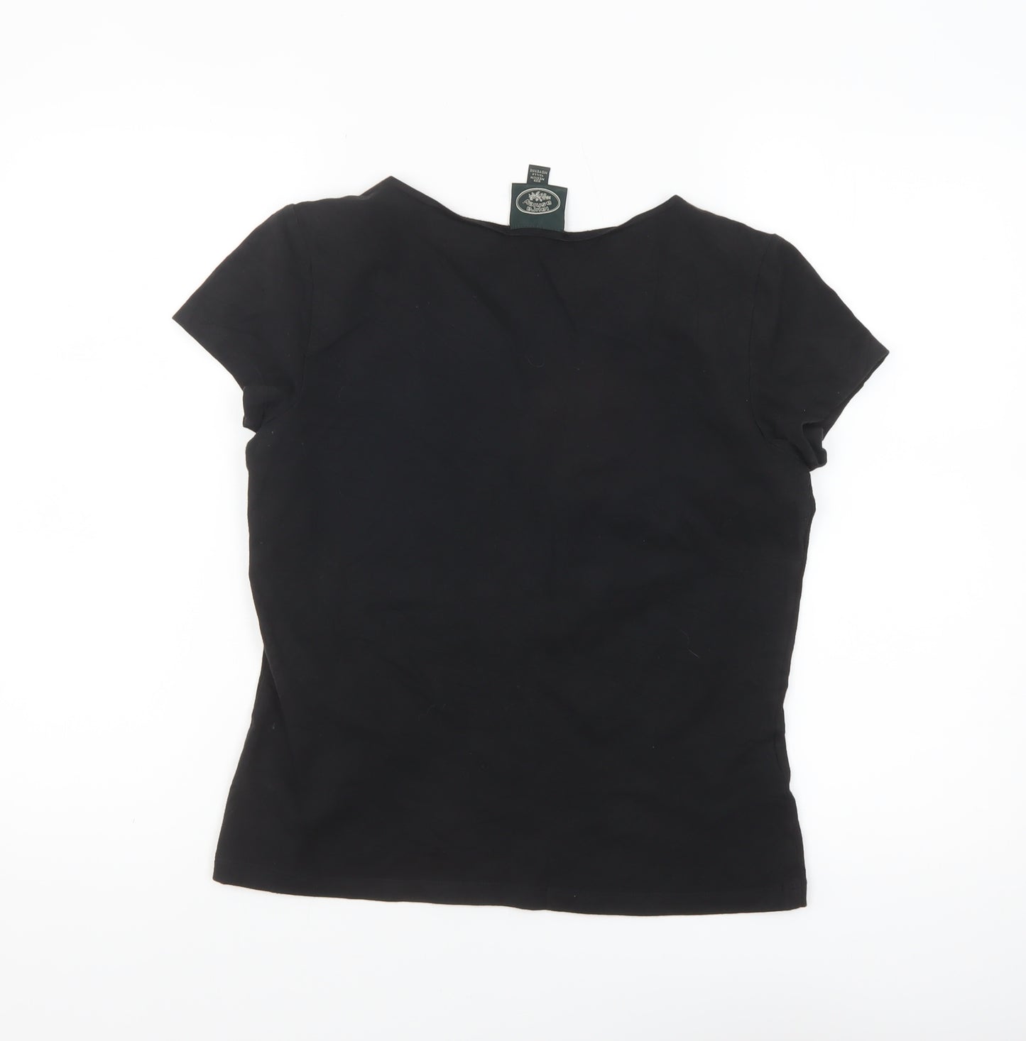 Laura Ashley Women's Black Embroidered Cotton Stretch T-Shirt M