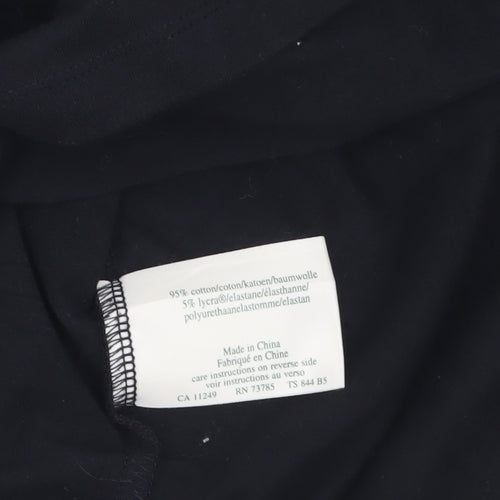 Laura Ashley Women's Black Embroidered Cotton Stretch T-Shirt M