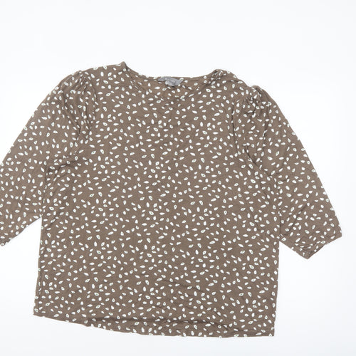 Principles Women Brown Geometric 3/4 Sleeve Viscose Blouse Size 20