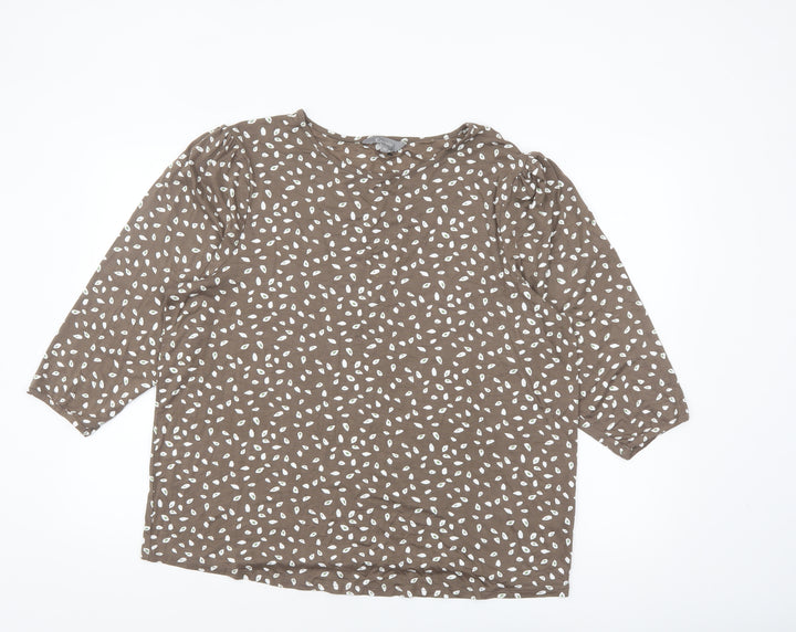 Principles Women Brown Geometric 3/4 Sleeve Viscose Blouse Size 20