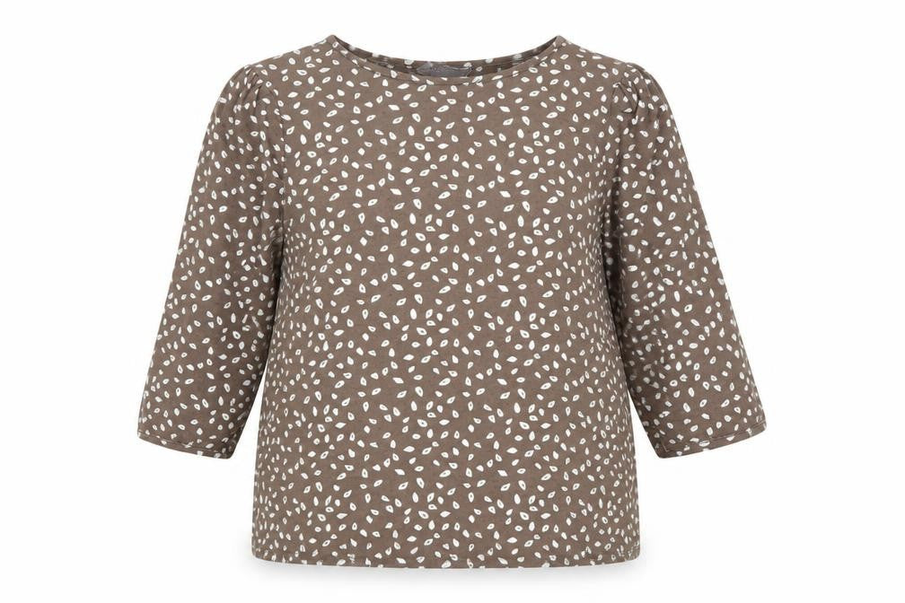 Front view of Principles Women Brown Geometric 3/4 Sleeve Viscose Blouse, size 20