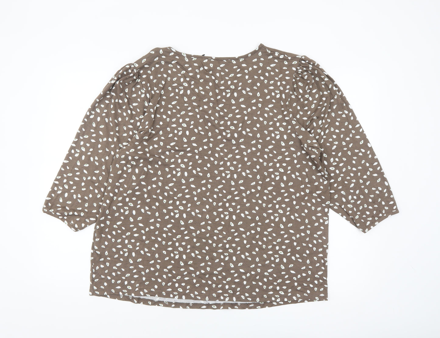 Principles Women Brown Geometric 3/4 Sleeve Viscose Blouse Size 20