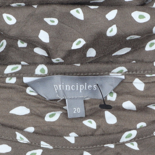 Principles Women Brown Geometric 3/4 Sleeve Viscose Blouse Size 20