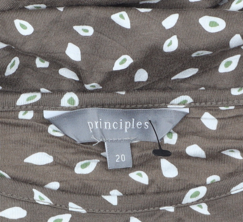 Principles Women Brown Geometric 3/4 Sleeve Viscose Blouse Size 20
