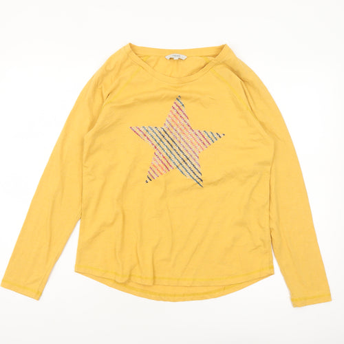 Next Women’s Yellow Star Long Sleeve Cotton Blend T-Shirt Size 12