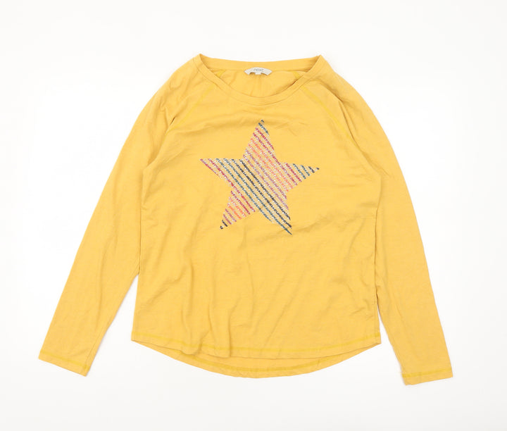 Next Women’s Yellow Star Long Sleeve Cotton Blend T-Shirt Size 12