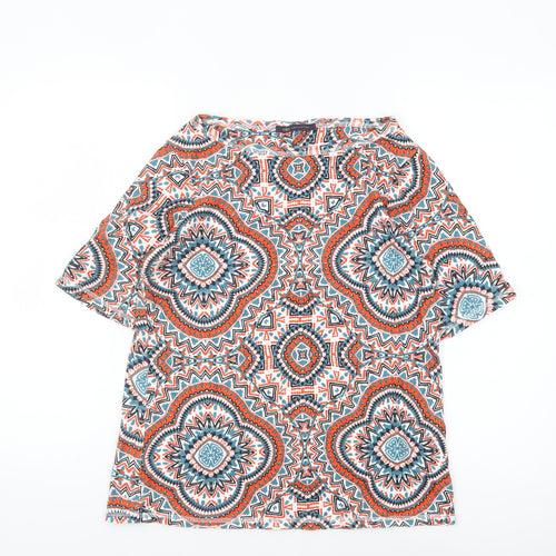 Marks and Spencer Womens Multicoloured Geometric Cotton T-Shirt Size 16