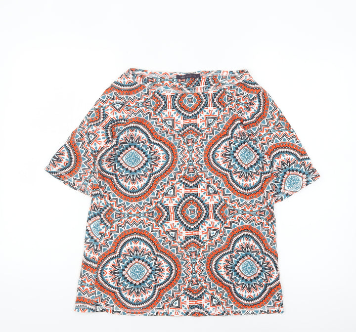 Marks and Spencer Womens Multicoloured Geometric Cotton T-Shirt Size 16