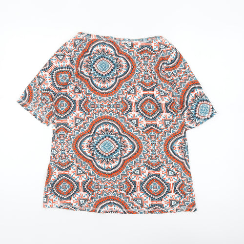 Marks and Spencer Womens Multicoloured Geometric Cotton T-Shirt Size 16