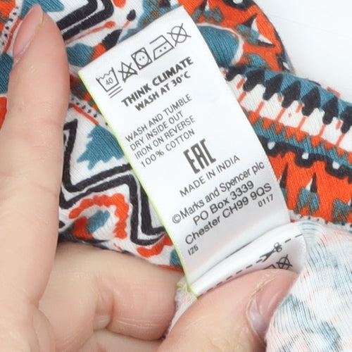 Marks and Spencer Womens Multicoloured Geometric Cotton T-Shirt Size 16