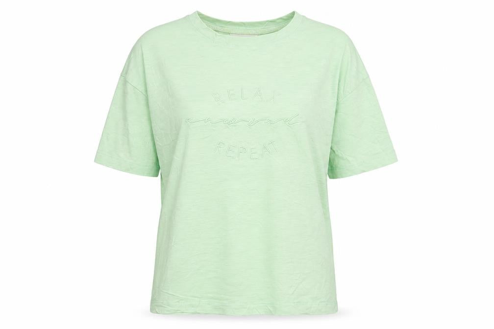Front view of Marks & Spencer women’s green xs basic cotton t-shirt