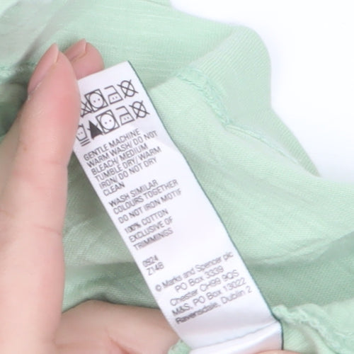 Marks and Spencer Womens Green XS Basic Cotton T-Shirt
