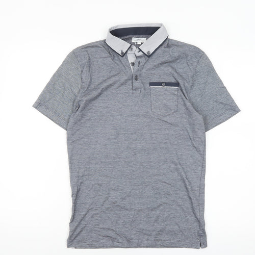Next Men’s Grey Button-Down Collar Cotton Polo Shirt Size S