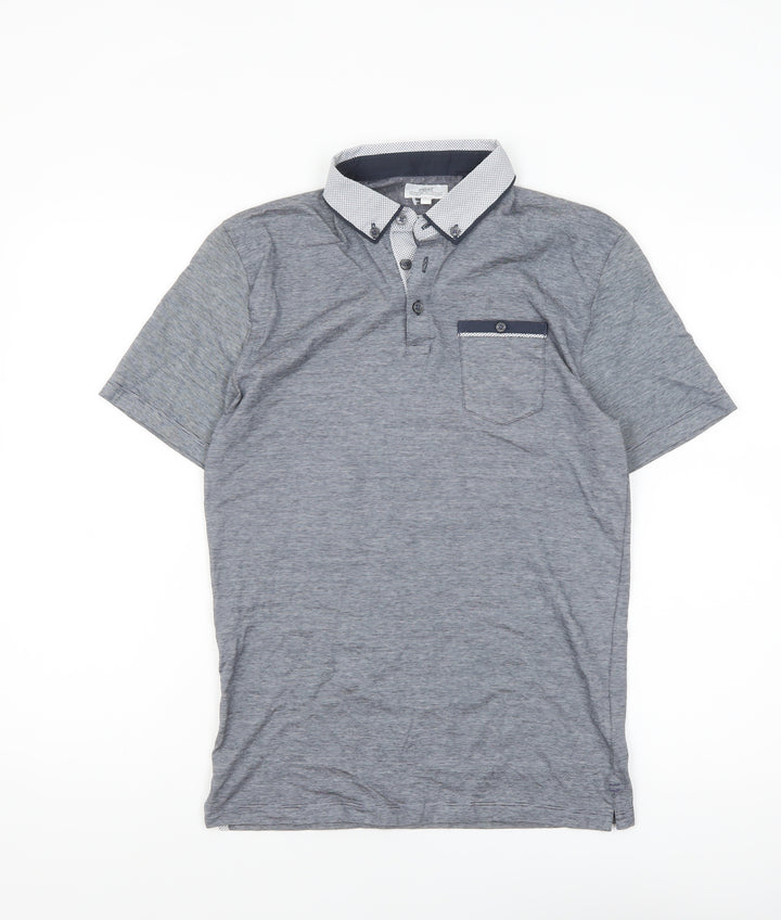 Next Men’s Grey Button-Down Collar Cotton Polo Shirt Size S