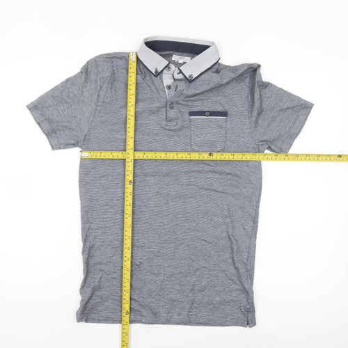 Next Men’s Grey Button-Down Collar Cotton Polo Shirt Size S
