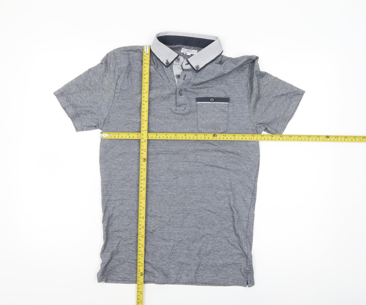 Next Men’s Grey Button-Down Collar Cotton Polo Shirt Size S