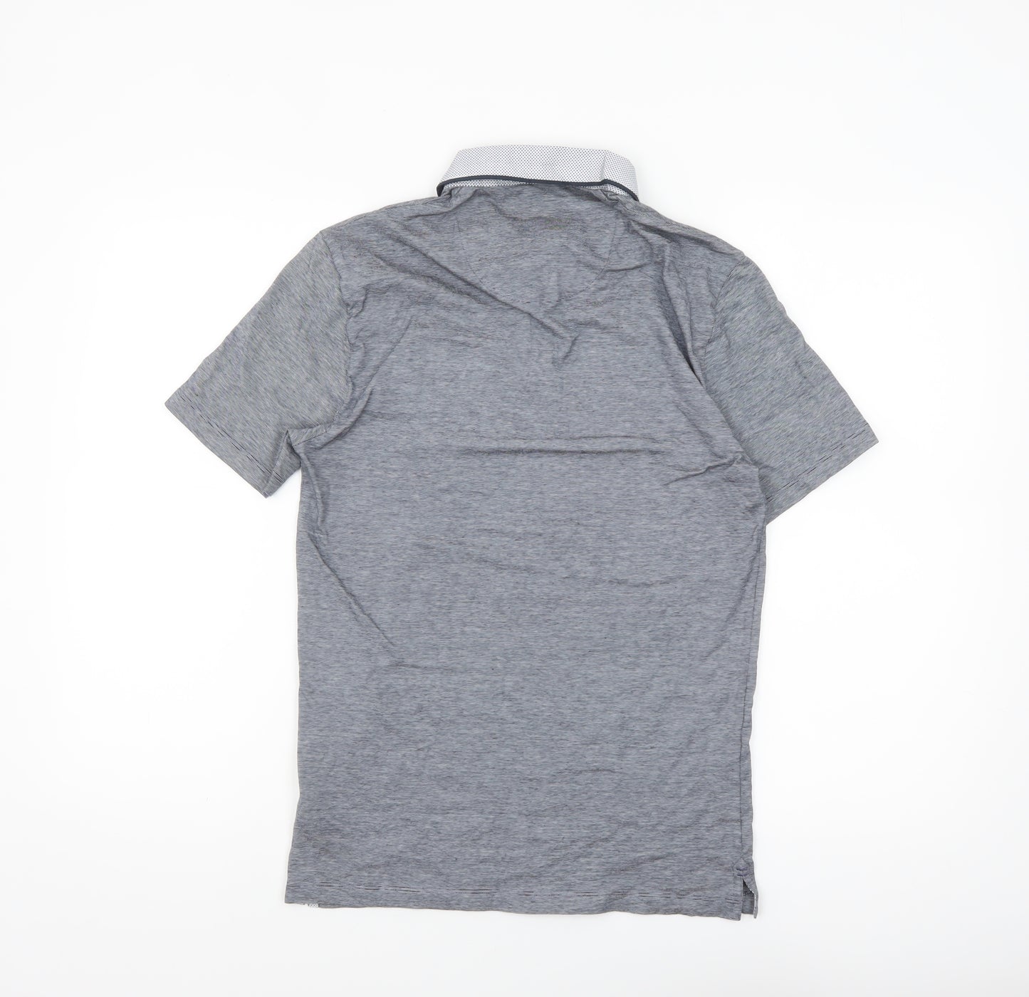 Next Men’s Grey Button-Down Collar Cotton Polo Shirt Size S