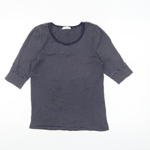 Whistles Women’s Blue Striped Cotton 3/4 Sleeve Jersey T-Shirt Size 14