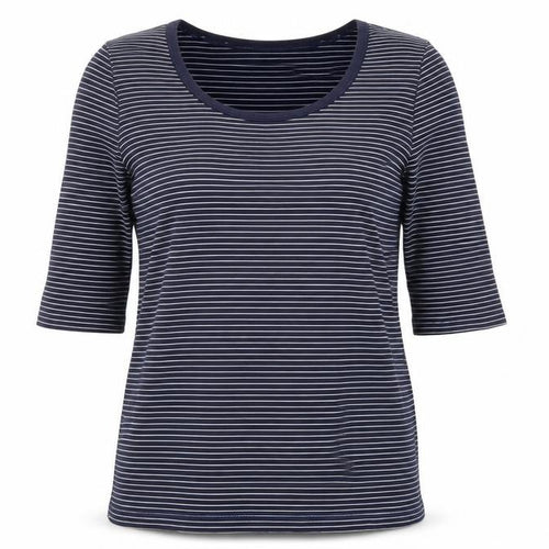 Whistles Women’s Blue Striped Cotton 3/4 Sleeve Jersey T-Shirt Size 14