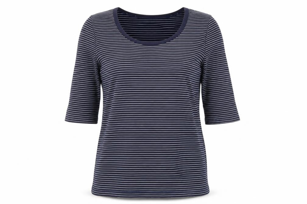 Whistles Women’s Blue Striped Cotton 3/4 Sleeve Jersey T-Shirt Size 14