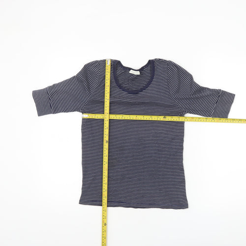 Whistles Women’s Blue Striped Cotton 3/4 Sleeve Jersey T-Shirt Size 14