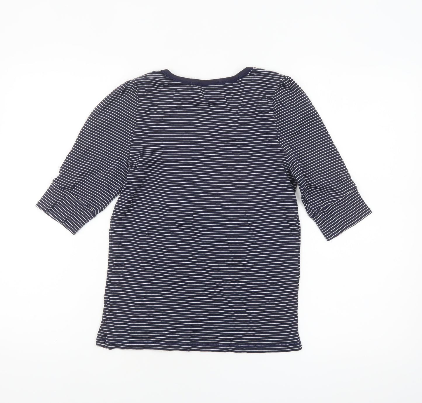 Whistles Women’s Blue Striped Cotton 3/4 Sleeve Jersey T-Shirt Size 14