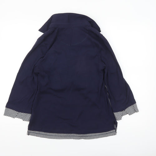 Cotton Traders Women's Navy Blue 3/4 Sleeve Collared Tunic Shirt Size 10