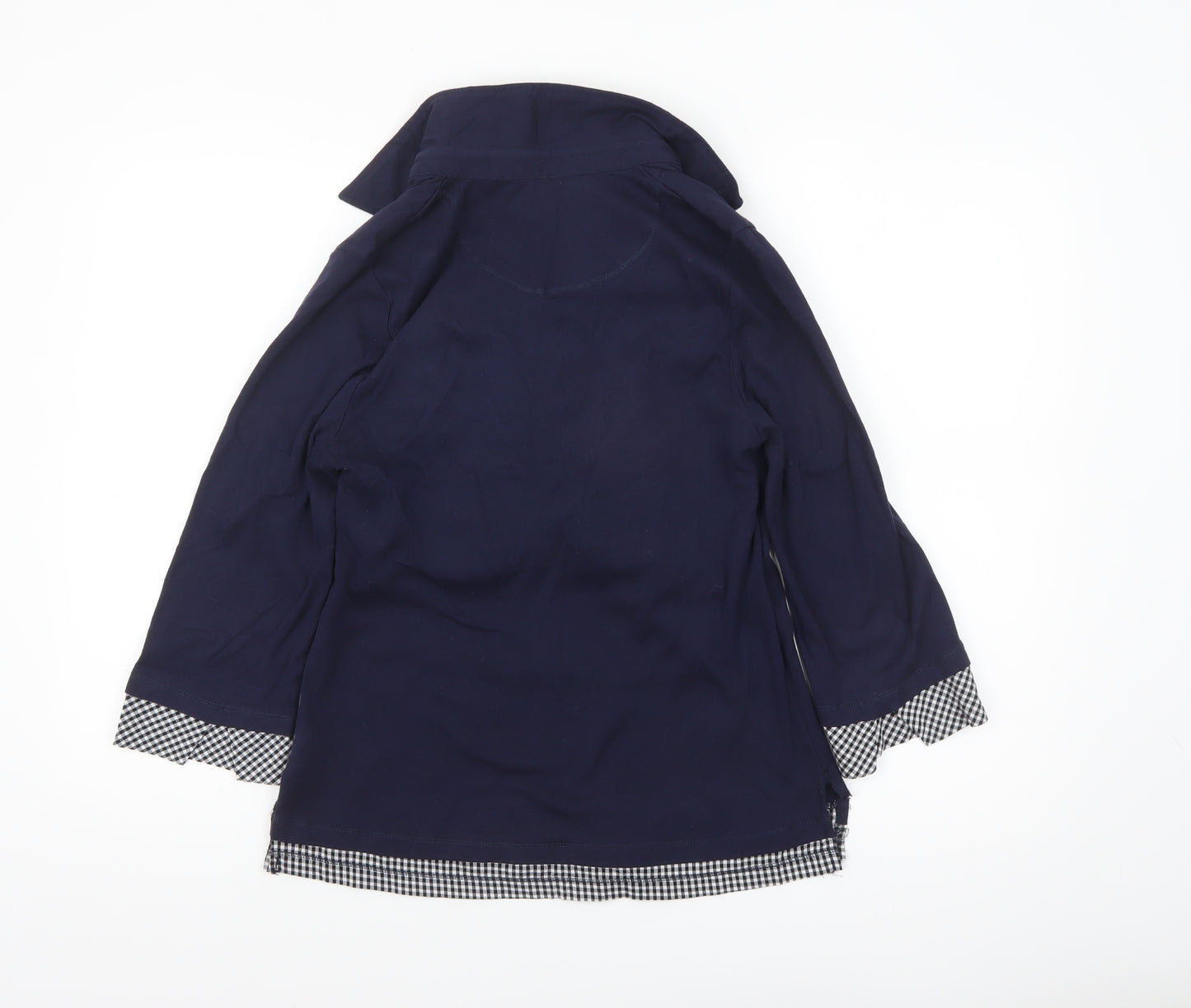 Cotton Traders Women's Navy Blue 3/4 Sleeve Collared Tunic Shirt Size 10