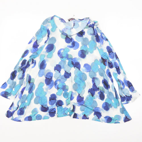 Phase Eight Women Blue Floral Viscose Tunic Blouse Size 10