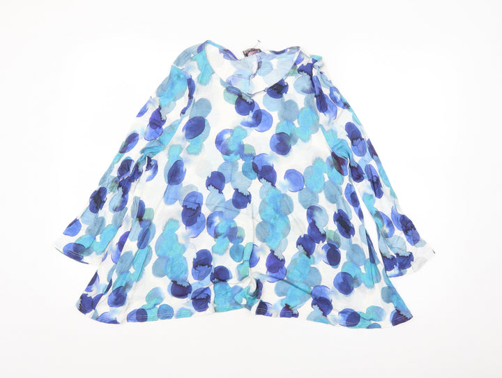 Phase Eight Women Blue Floral Viscose Tunic Blouse Size 10