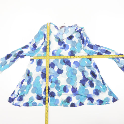 Phase Eight Women Blue Floral Viscose Tunic Blouse Size 10