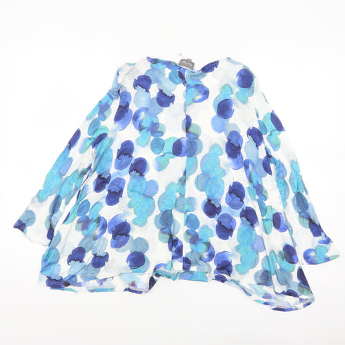 Phase Eight Women Blue Floral Viscose Tunic Blouse Size 10