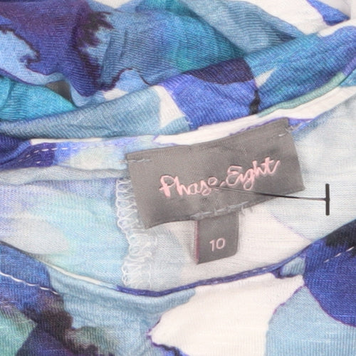 Phase Eight Women Blue Floral Viscose Tunic Blouse Size 10