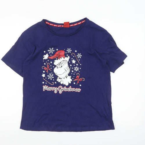 Boohoo Womens Blue Grinch Christmas Nightshirt Size 10 T-Shirt Style