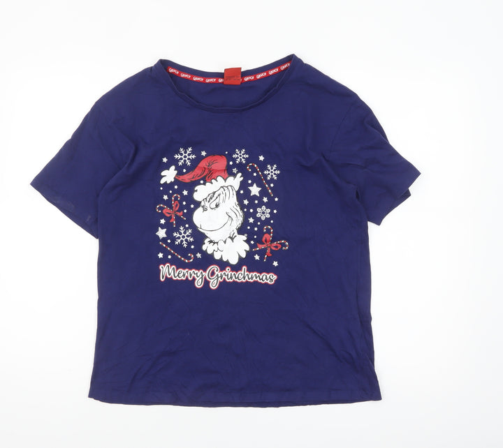 Boohoo Womens Blue Grinch Christmas Nightshirt Size 10 T-Shirt Style