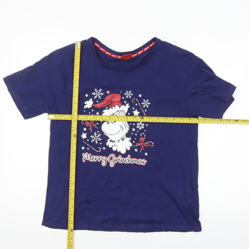 Boohoo Womens Blue Grinch Christmas Nightshirt Size 10 T-Shirt Style