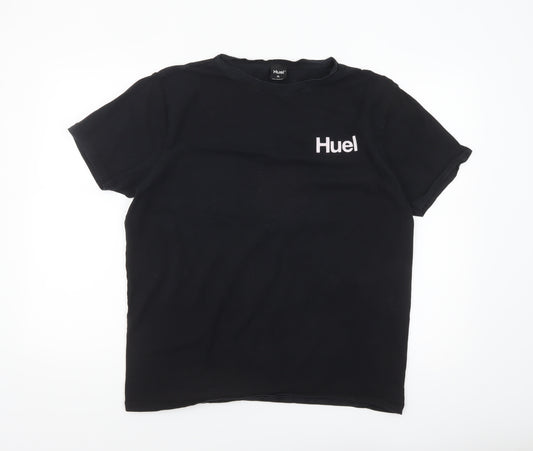 Huel Mens Black XL Crew Neck Short Sleeve Cotton T-Shirt