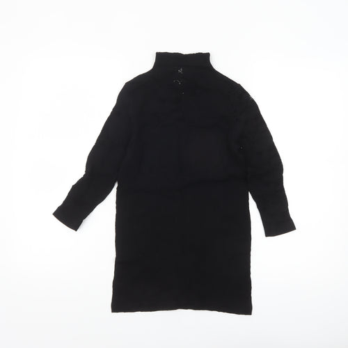 Savida Womens Black Long Sleeve High Neck Tunic Blouse Size 12