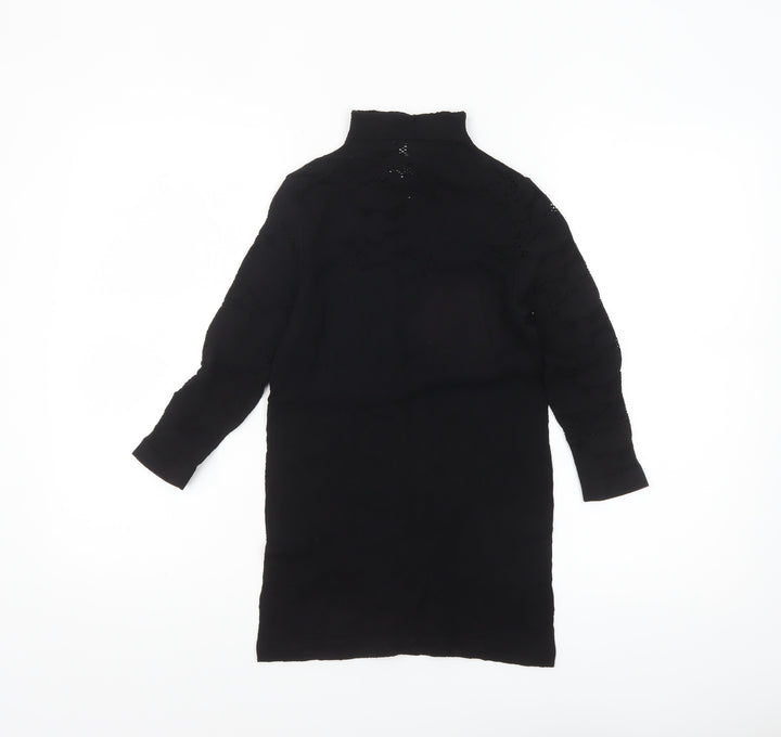 Savida Womens Black Long Sleeve High Neck Tunic Blouse Size 12