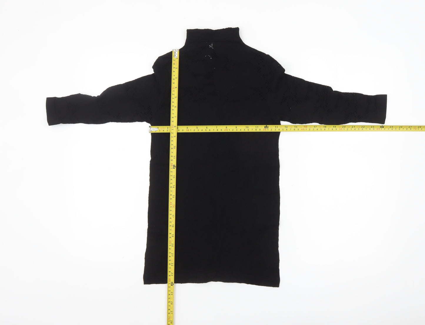 Savida Womens Black Long Sleeve High Neck Tunic Blouse Size 12