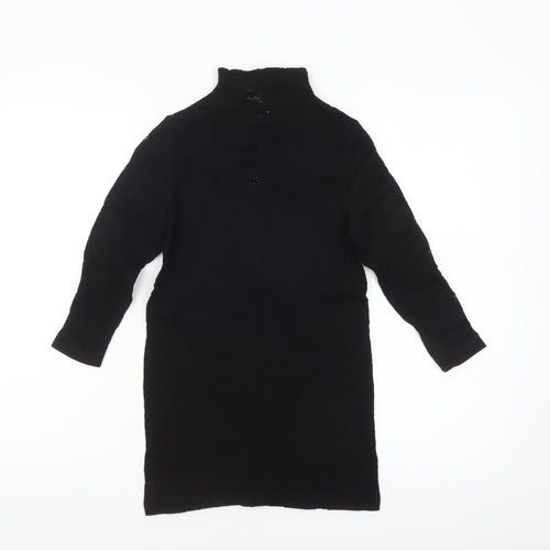Savida Womens Black Long Sleeve High Neck Tunic Blouse Size 12